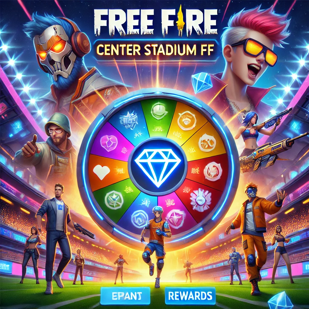 Center Stadium FF Free Fire - Event Diamond Melimpah dengan Tampilan Stadion dan Karakter Dinamis