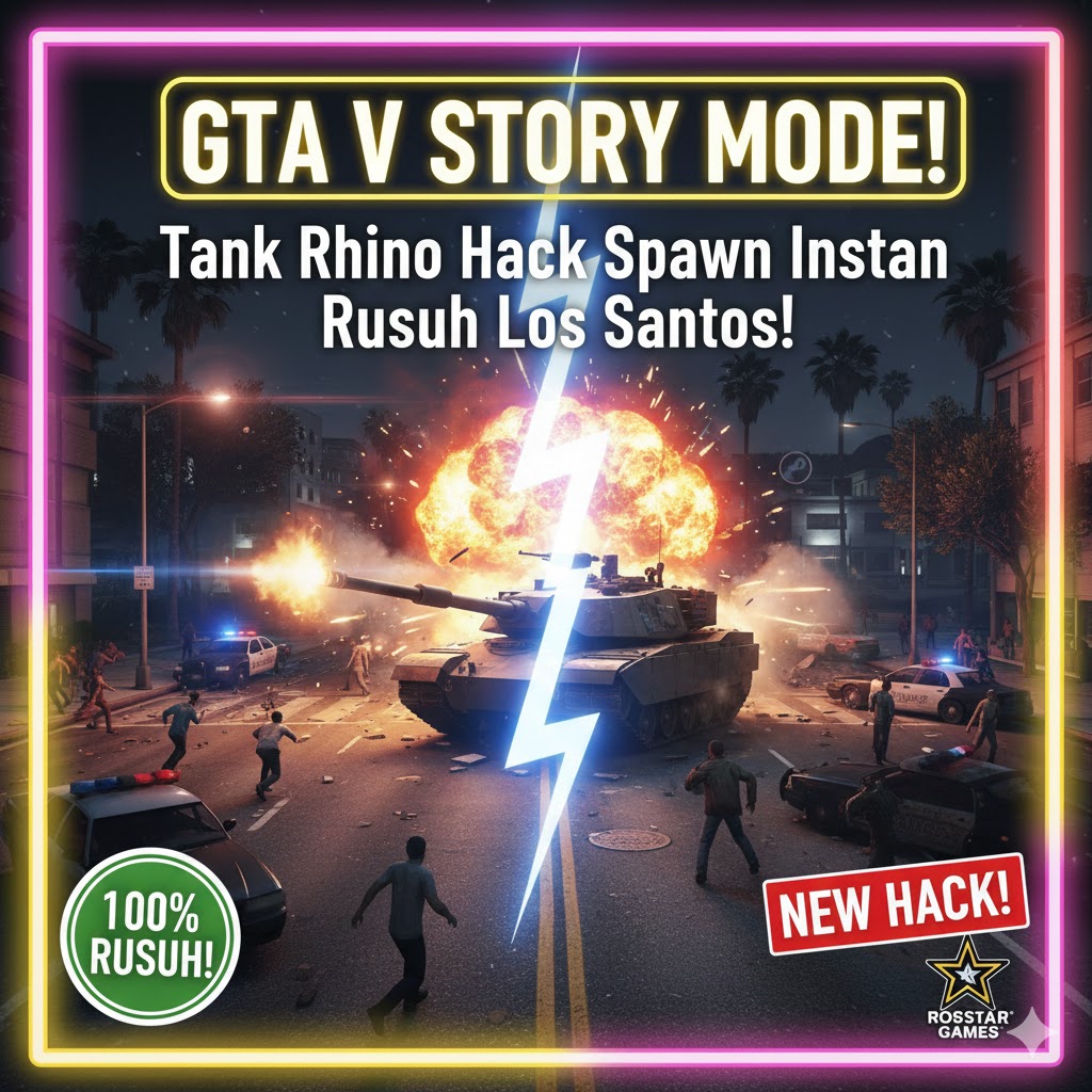 GTA V Story Mode: Tank Rhino Hack Spawn Instan Rusuh Los Santos!